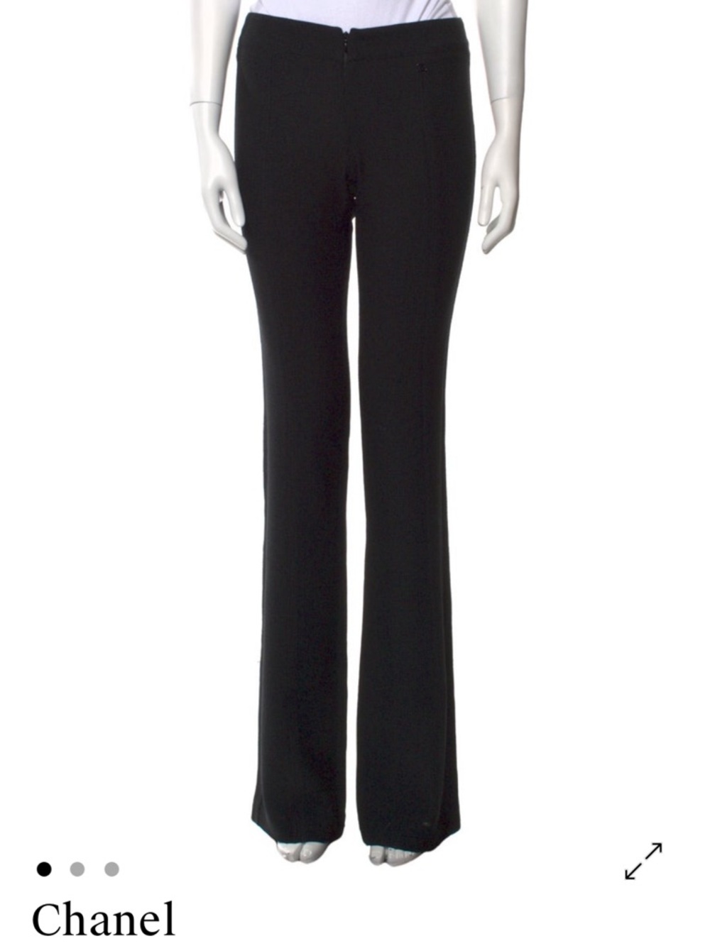 Chanel Vintage Wool Wide Leg Pants (XS) (Black)